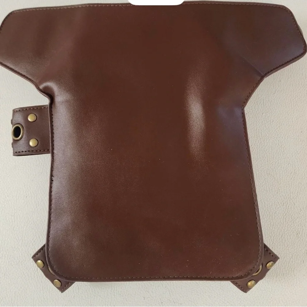 Steampunk Brown Faux Leather Drop Leg Bag Utility Holster Waist Pack Rivets New.